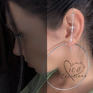 Stylish Ear Wrap Crawler Hook Cross Single Cuff